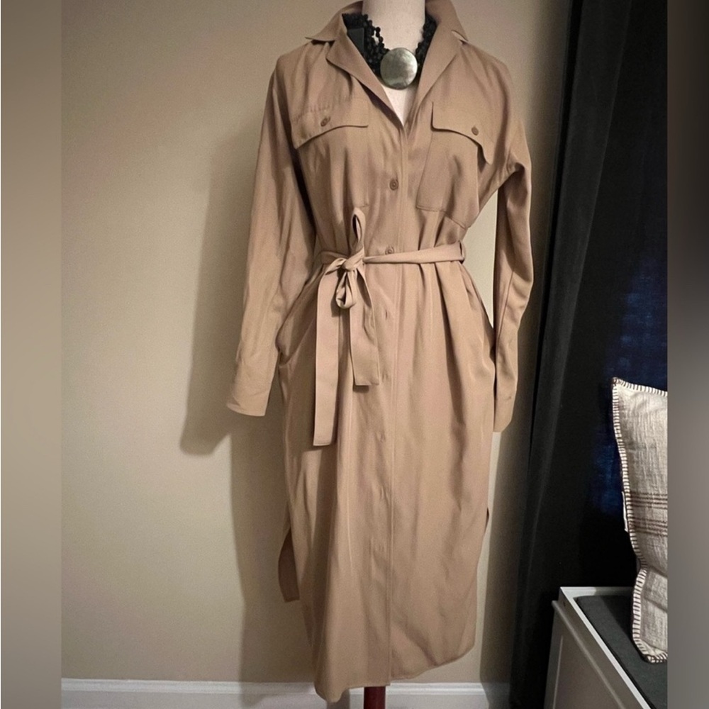 Women's Uniqlo Tan Trench Dress - Picture 2 of 6
